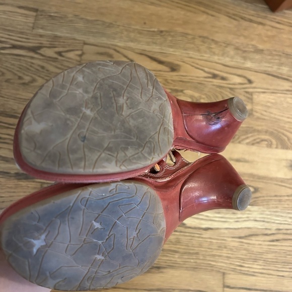 Pikolinos Boho Aztec Leather Mule Slide Open Toe Red  Heel Sandal Size 36 - Picture 9 of 11